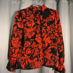 Red Floral Blouse